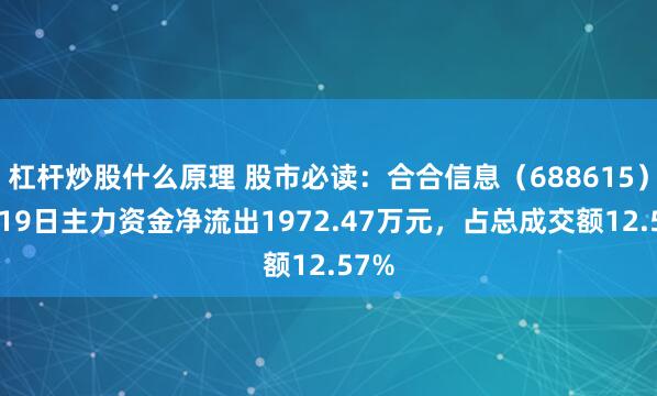 杠杆炒股什么原理 股市必读：合合信息（688615）9月19日主力资金净流出1972.47万元，占总成交额12.57%